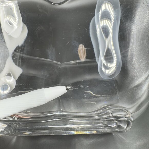 Heisey Glass Scroll Droop End Wing Oval Centerpiece Bowl Manganese 365nm UV Glow - Picture 8 of 16